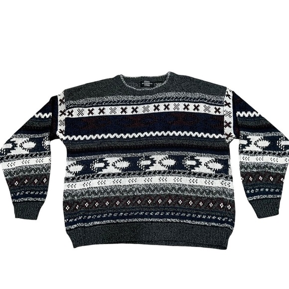 Expressions Striped Vintage Dad Sweater Acrylic 80s  Size XL - Picture 1 of 7